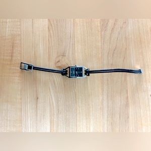 Vintage DKNY watch Black leather strap with stainless steel